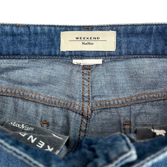 Weekend Max Mara Vega High Waist Wide Leg Jean Medium Wash 6 Flare Western Boho - Picture 5 of 11